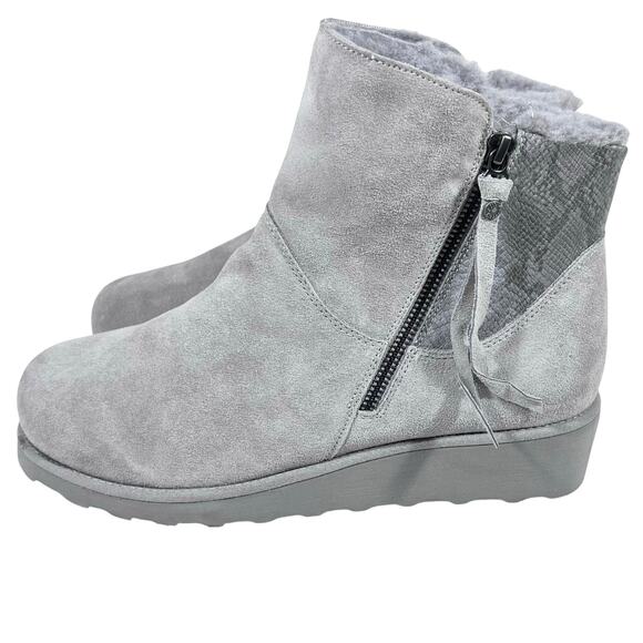 Bearpaw Megan Boots Women 11 Gray Sheepskin Zipper Snow Winter Plush Lining New - Picture 2 of 12